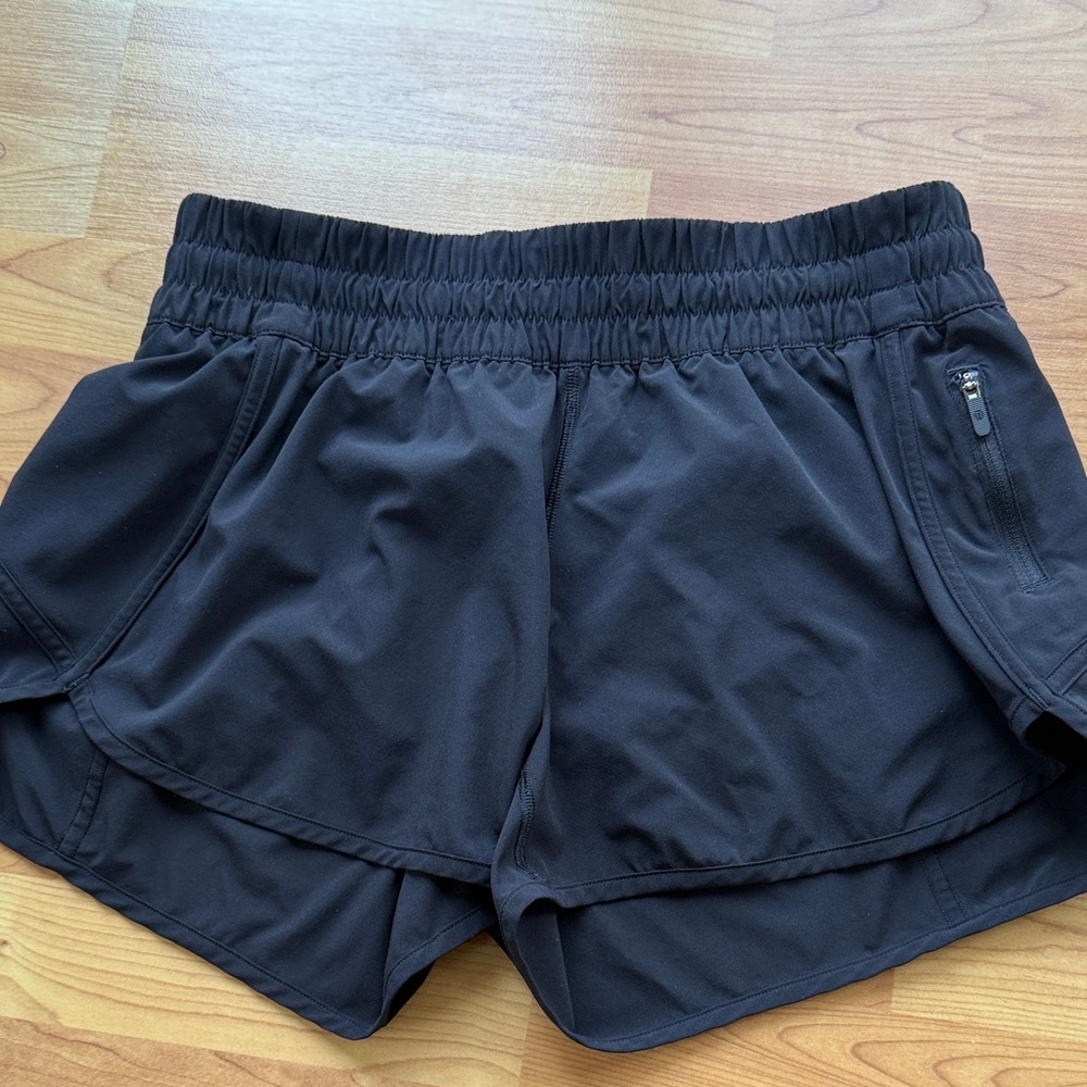 lululemon athletica Black Layered Athletic Shorts with Zip Pocket